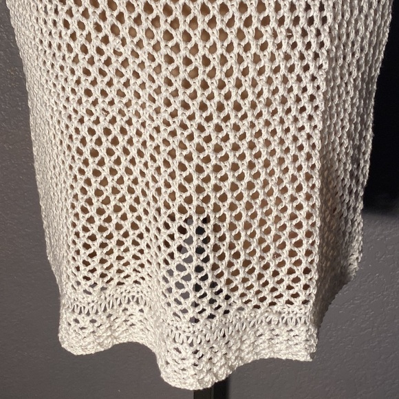 CONVERSE - vest: white sheer acrylic woven crochet open knit overlay - XL - Picture 7 of 16